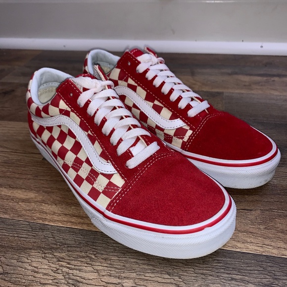 low top red checkered vans
